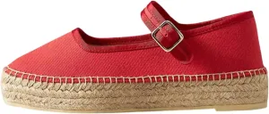 Women's Mary Jane Espadrilles Flats Platform Espadrilles Woven Outsole Shoes Canvas Flats
