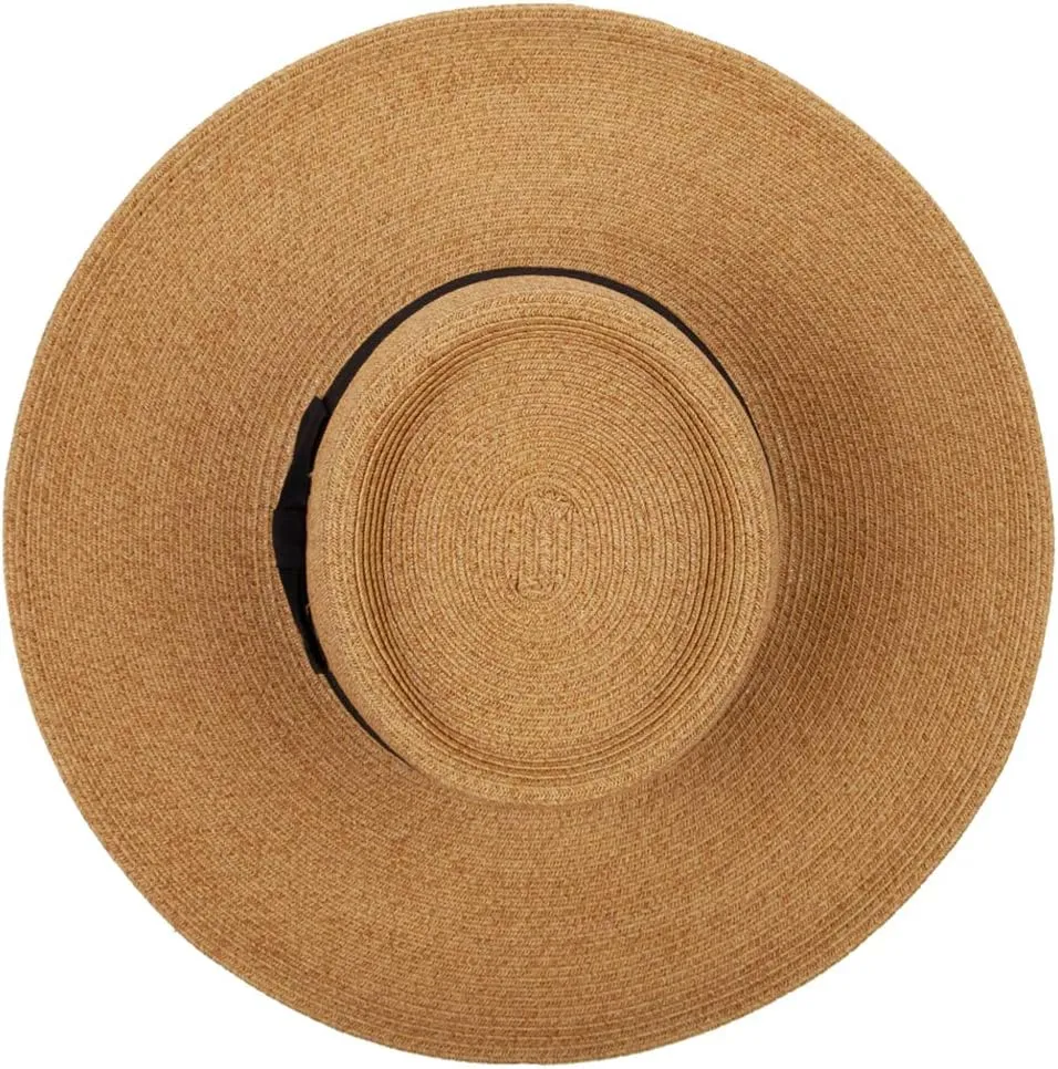 Women's Paper Braid Large Brim Gambler Style Dressy Sun Hat