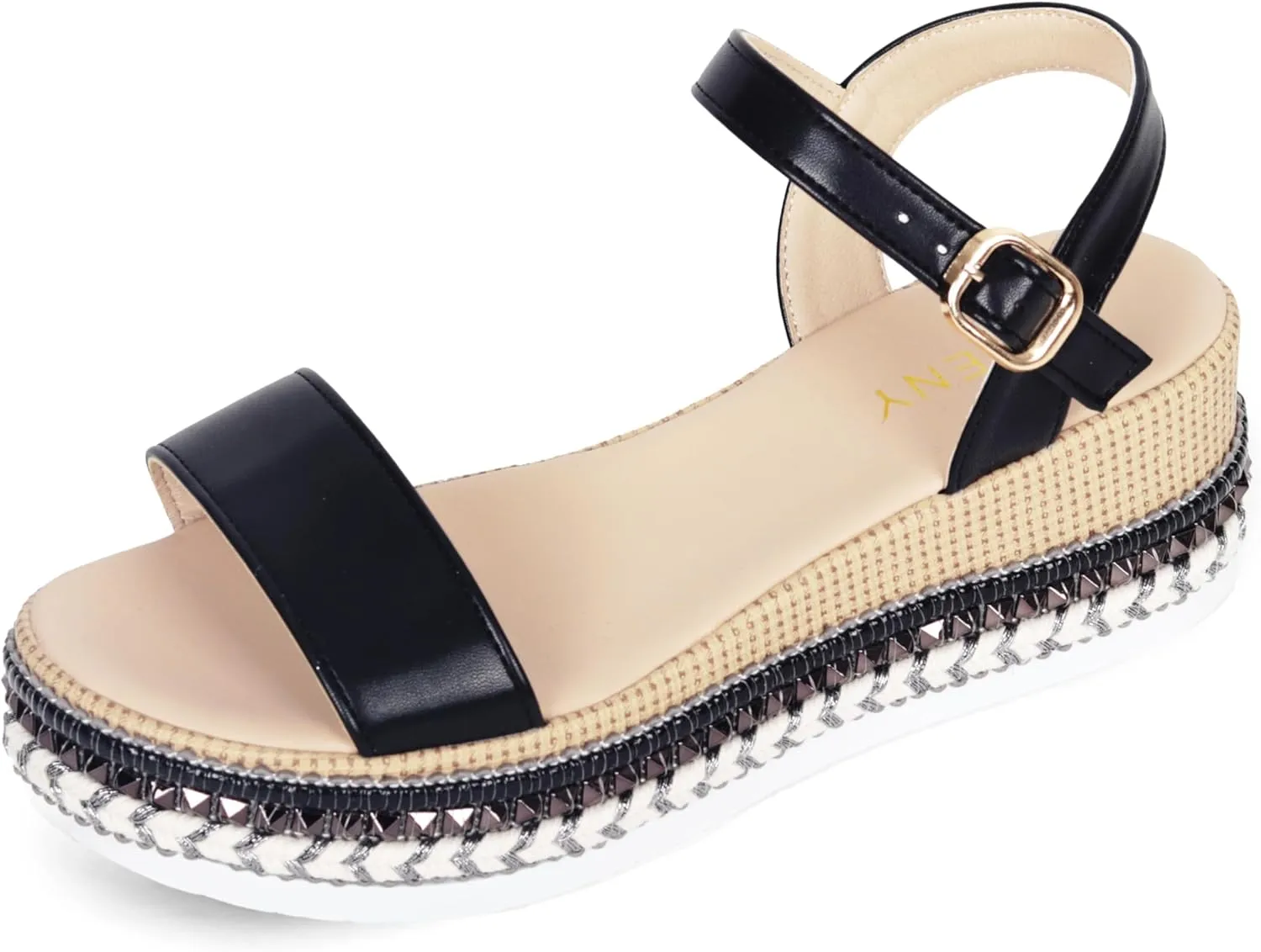Women's Platform Sandals Buckle Ankle Strap Espadrille Open Toe Boho Wedge Sandals Size 6-11