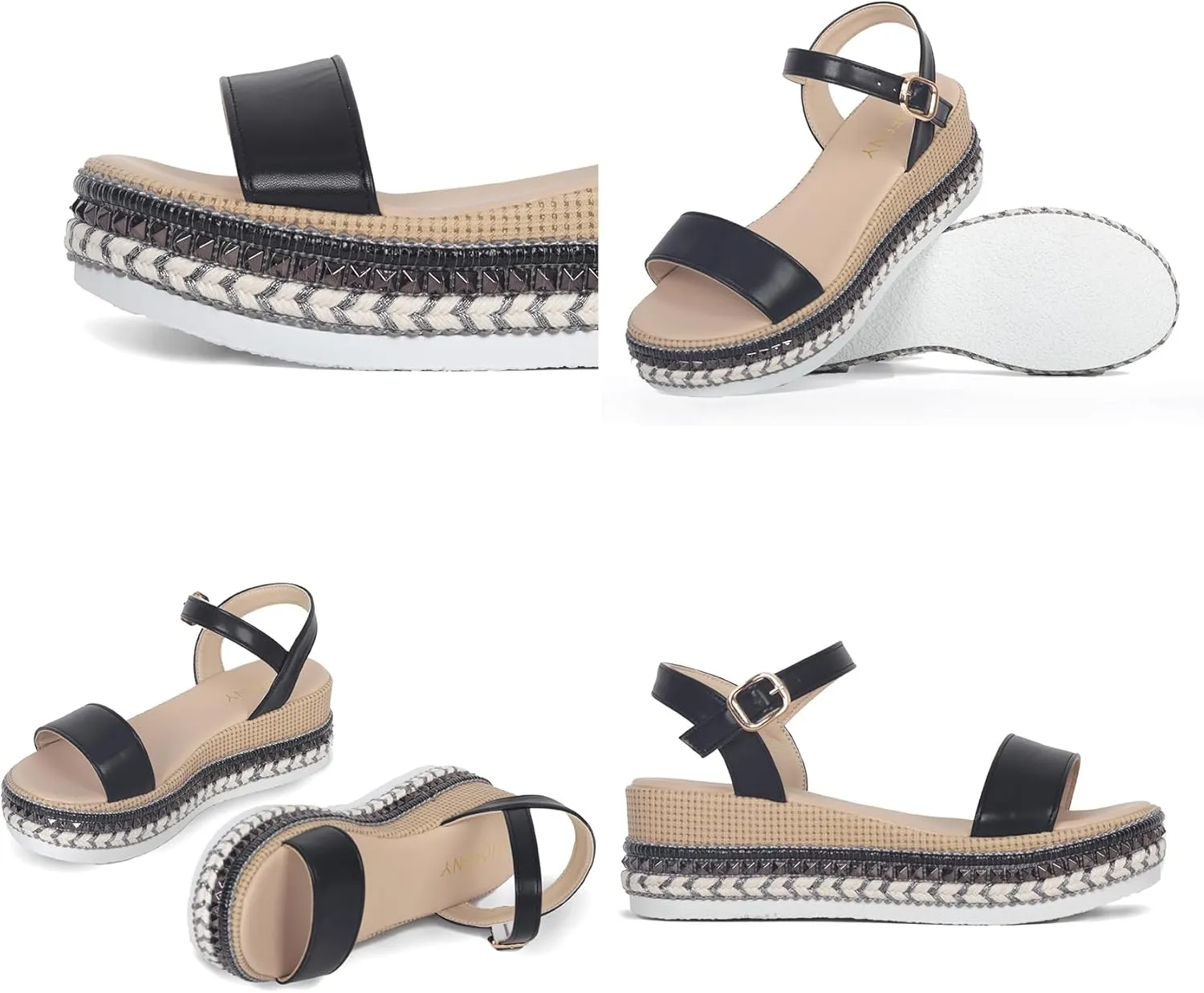 Women's Platform Sandals Buckle Ankle Strap Espadrille Open Toe Boho Wedge Sandals Size 6-11