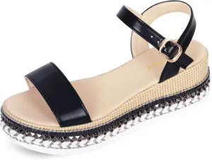 Women's Platform Sandals Buckle Ankle Strap Espadrille Open Toe Boho Wedge Sandals Size 6-11