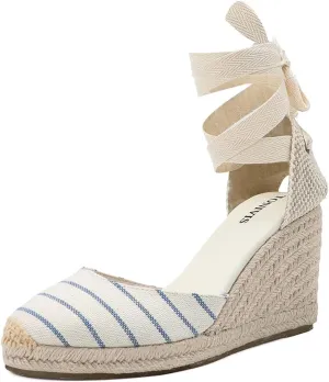 Women’s Platform Wedges Espadrilles, 3" Wedge, Soft Ankle-Tie Strap, Closed Toe, Classic Summer Sandals