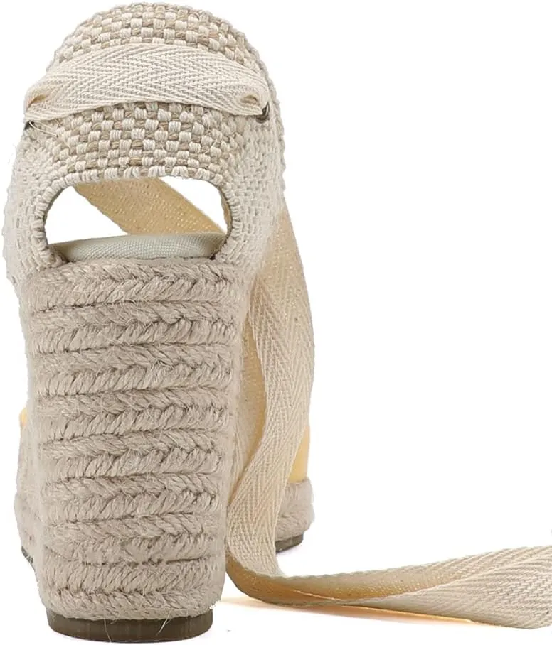 Women’s Platform Wedges Espadrilles, 3" Wedge, Soft Ankle-Tie Strap, Closed Toe, Classic Summer Sandals