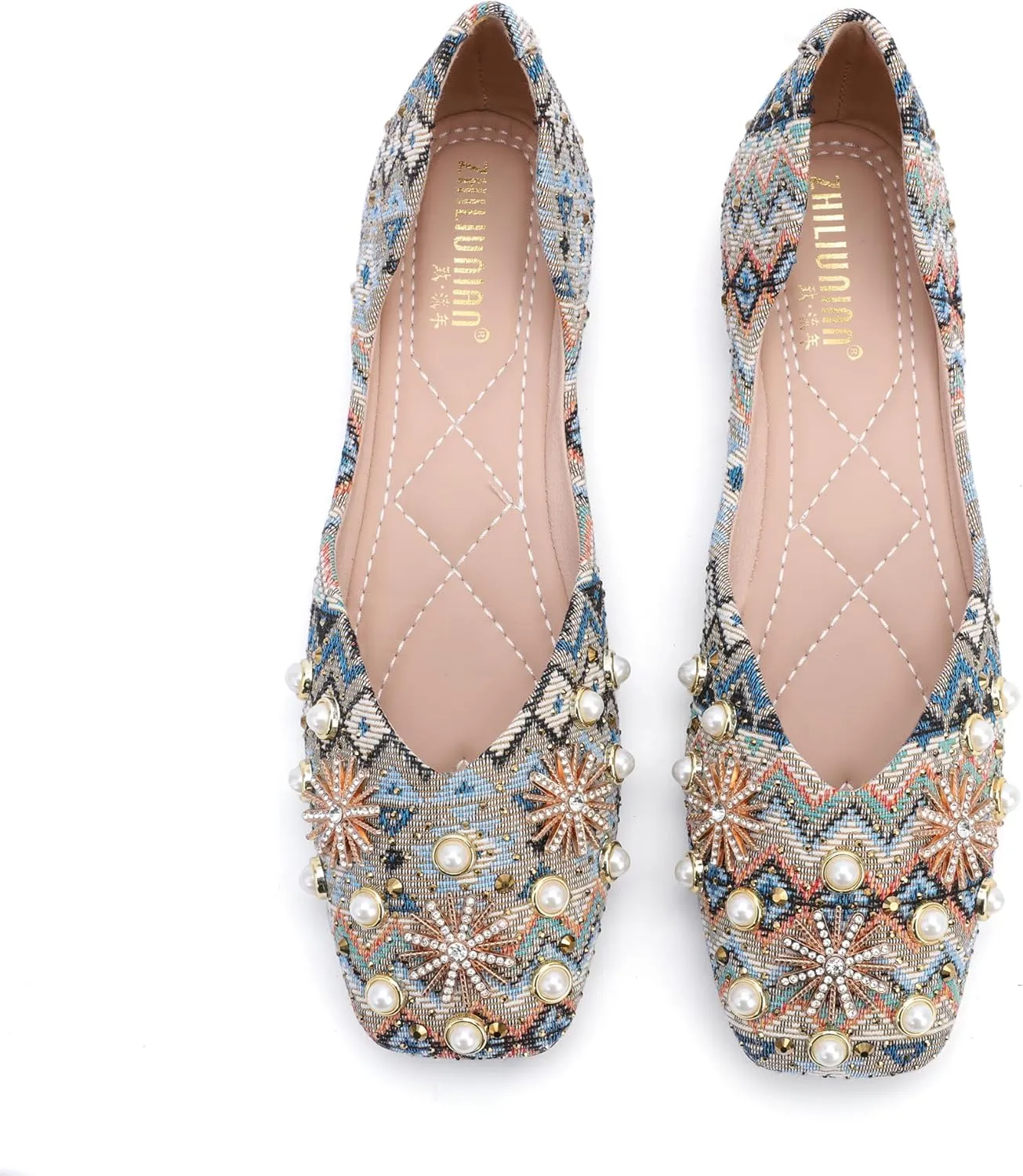 Women's Pointed Rhinestone Flat Shoes Glitter Flowers Wedding Comfortable Dress Shoes