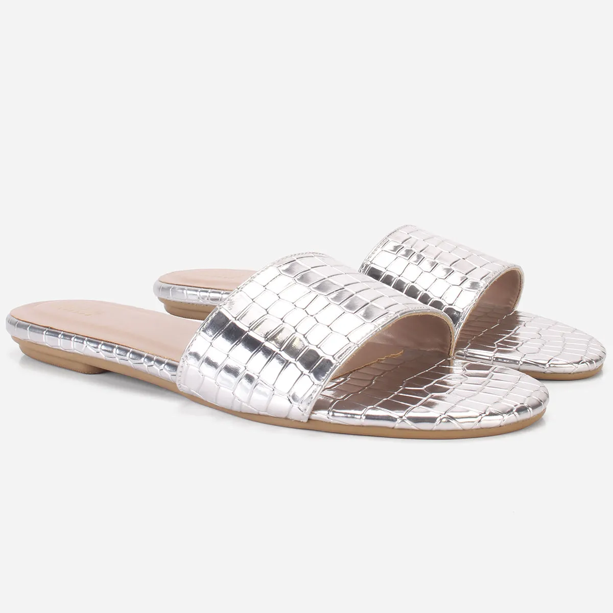 Womens "ROSA" Shimmer Summer Flat Slippers