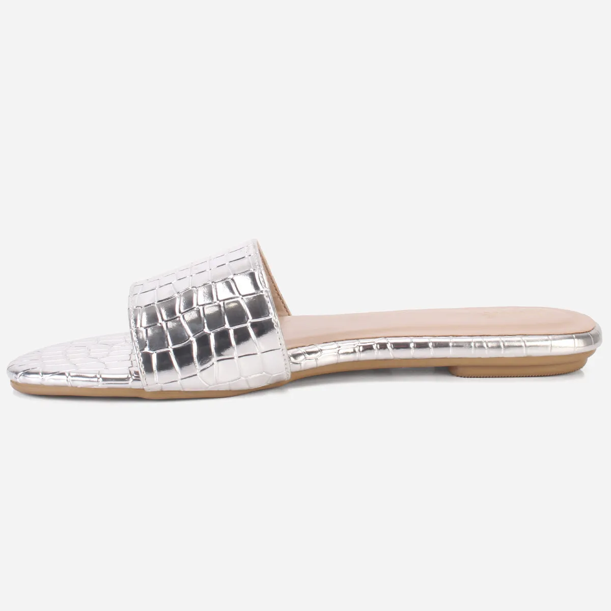 Womens "ROSA" Shimmer Summer Flat Slippers