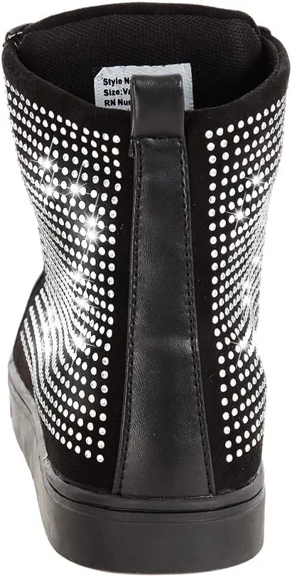 Womens Rhinestone Shoes High Top Dance Sneakers