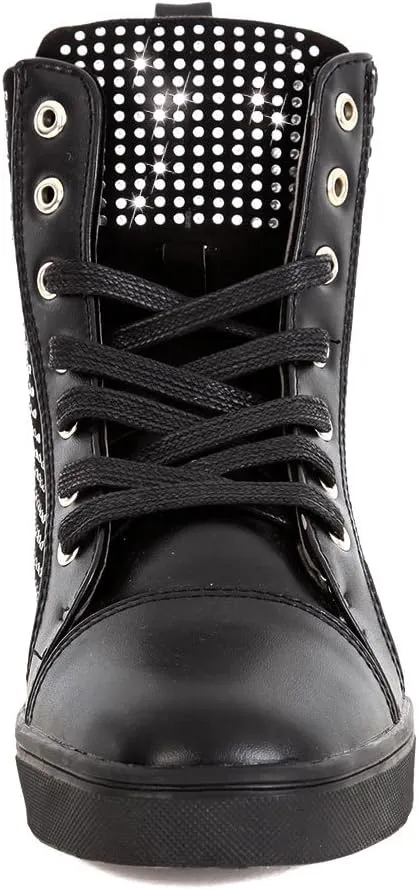 Womens Rhinestone Shoes High Top Dance Sneakers