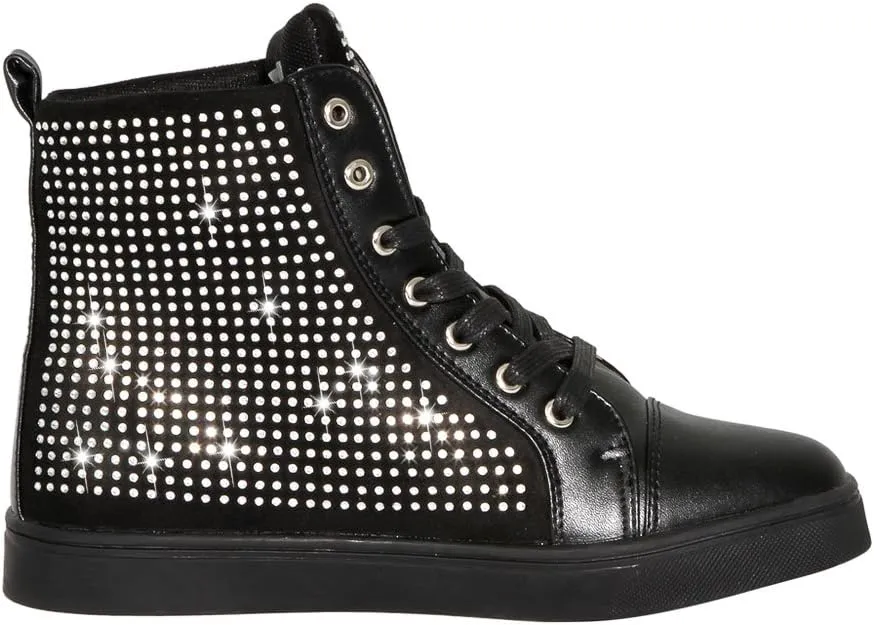 Womens Rhinestone Shoes High Top Dance Sneakers