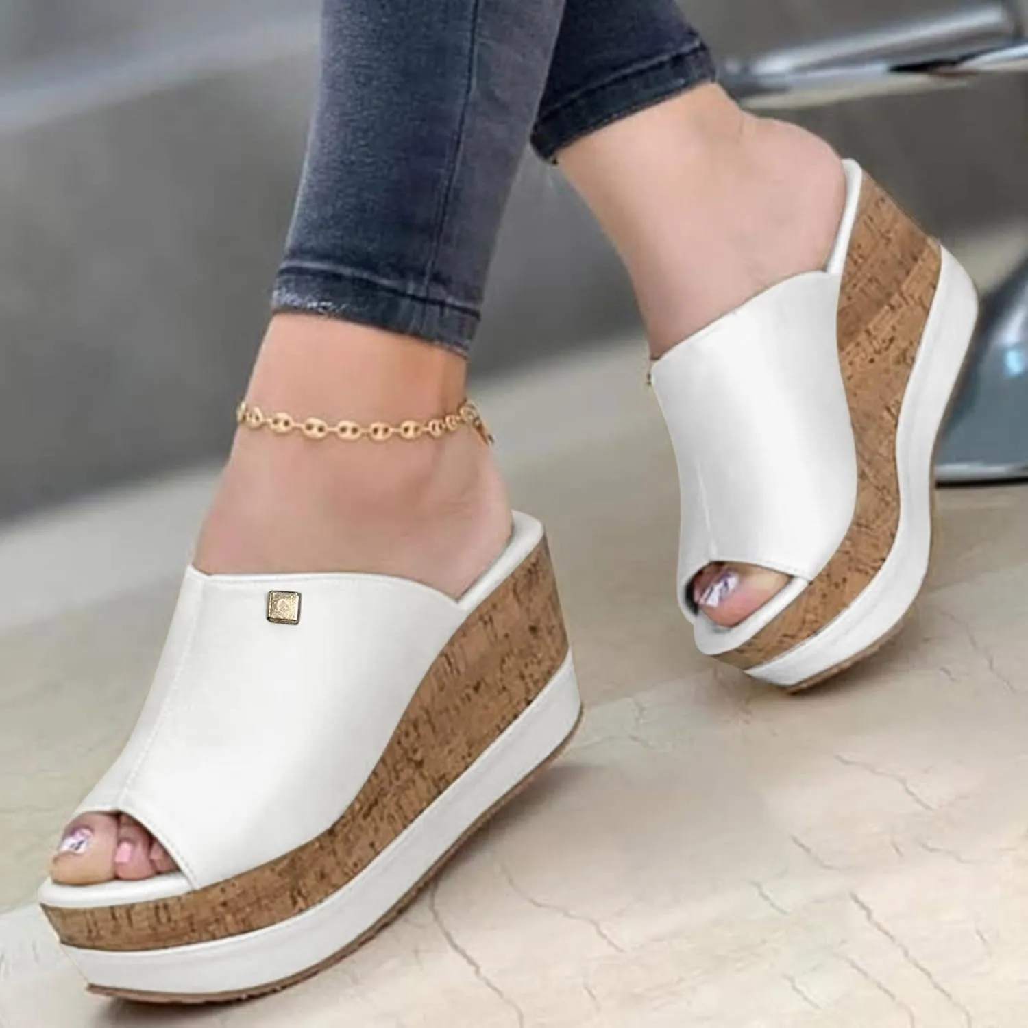 Women's Sandal Heels,Open Toe Platform Slip-on Chunky Heels Sandals For Women Comfortable Walking Casual Dressy Summer Mules Shoes For Women