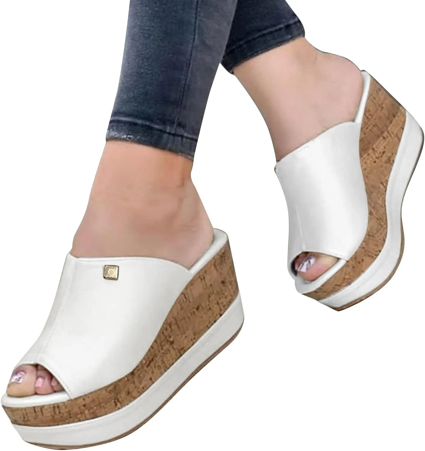 Women's Sandal Heels,Open Toe Platform Slip-on Chunky Heels Sandals For Women Comfortable Walking Casual Dressy Summer Mules Shoes For Women