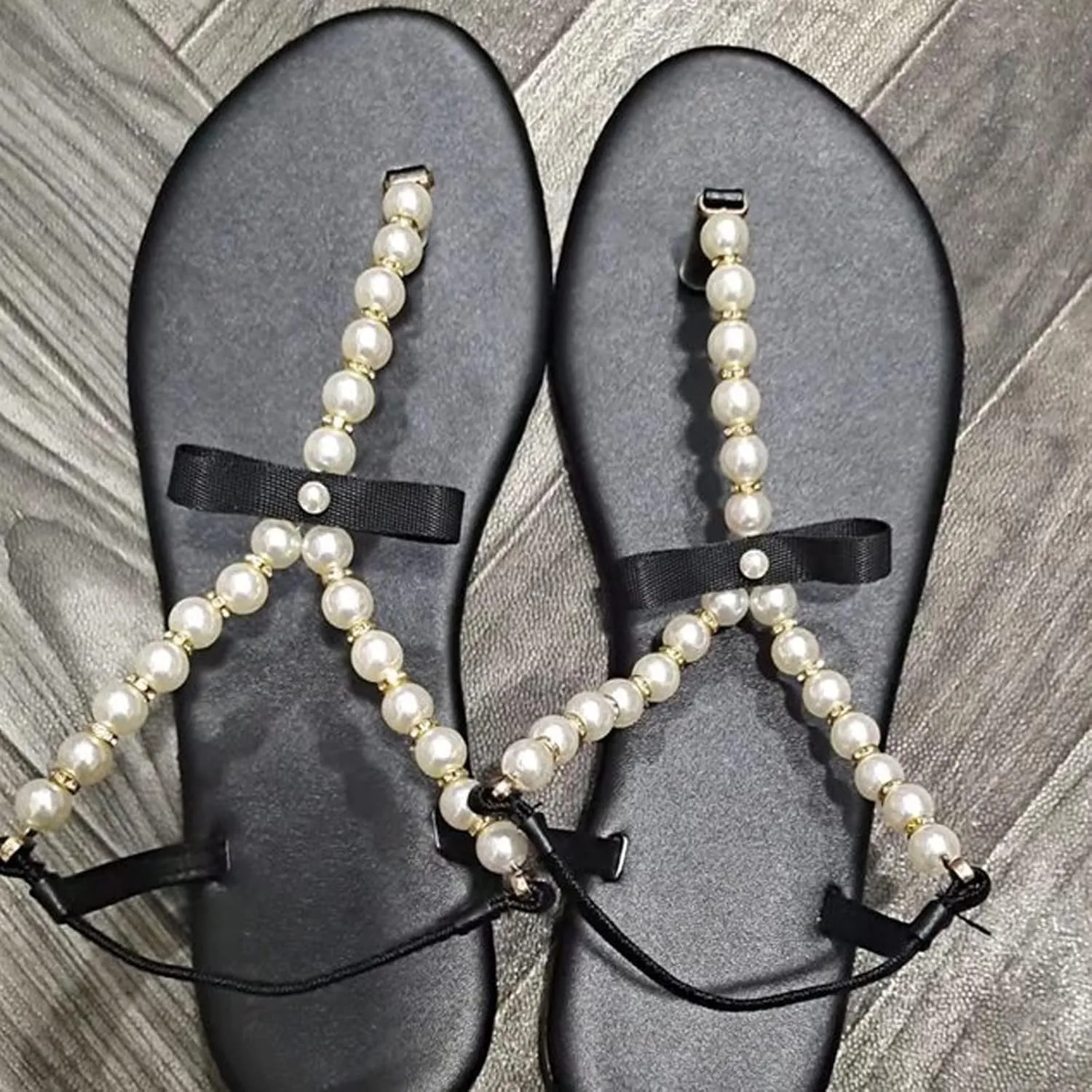 Womens Sandals Retro Slip on Peep Toe Flip Flop Breathable Pluse Size Flat Sandals Dress Beach Shoes
