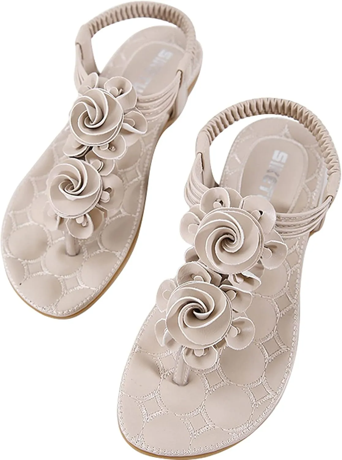 Womens Sandals Retro Slip on Peep Toe Flip Flop Breathable Pluse Size Flat Sandals Dress Beach Shoes