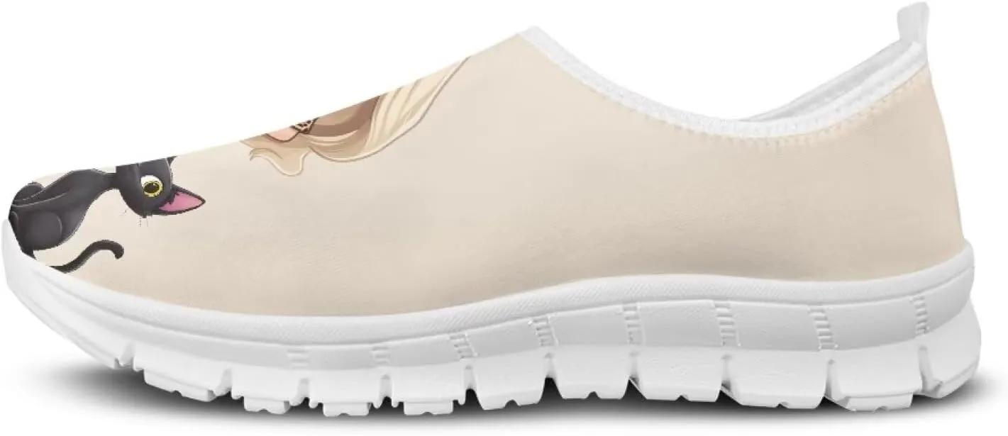 Women's Slip on Sneakers Soft Loafers Non Slip Shoes Comfort Low Top Casual Walking Shoe for Travel Work White Sole Size 5.5-11.5