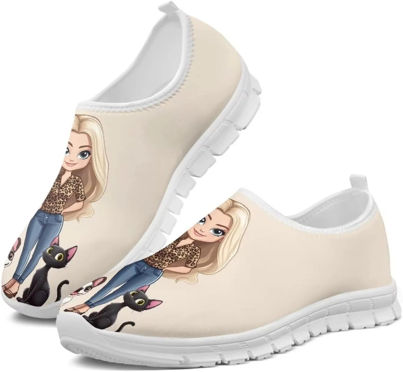 Women's Slip on Sneakers Soft Loafers Non Slip Shoes Comfort Low Top Casual Walking Shoe for Travel Work White Sole Size 5.5-11.5