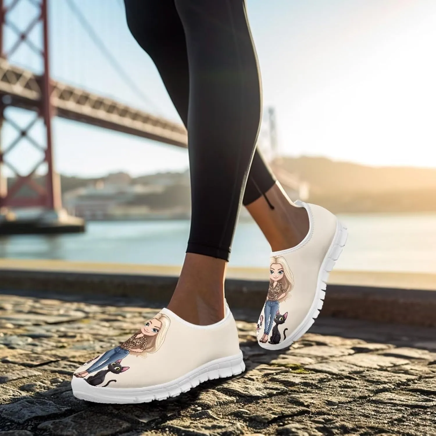 Women's Slip on Sneakers Soft Loafers Non Slip Shoes Comfort Low Top Casual Walking Shoe for Travel Work White Sole Size 5.5-11.5