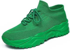 Women's Solid Color Fashion Four Season Lace Up Sneakers Solid Color Flying Woven Running Shoes Women's Water Shoes