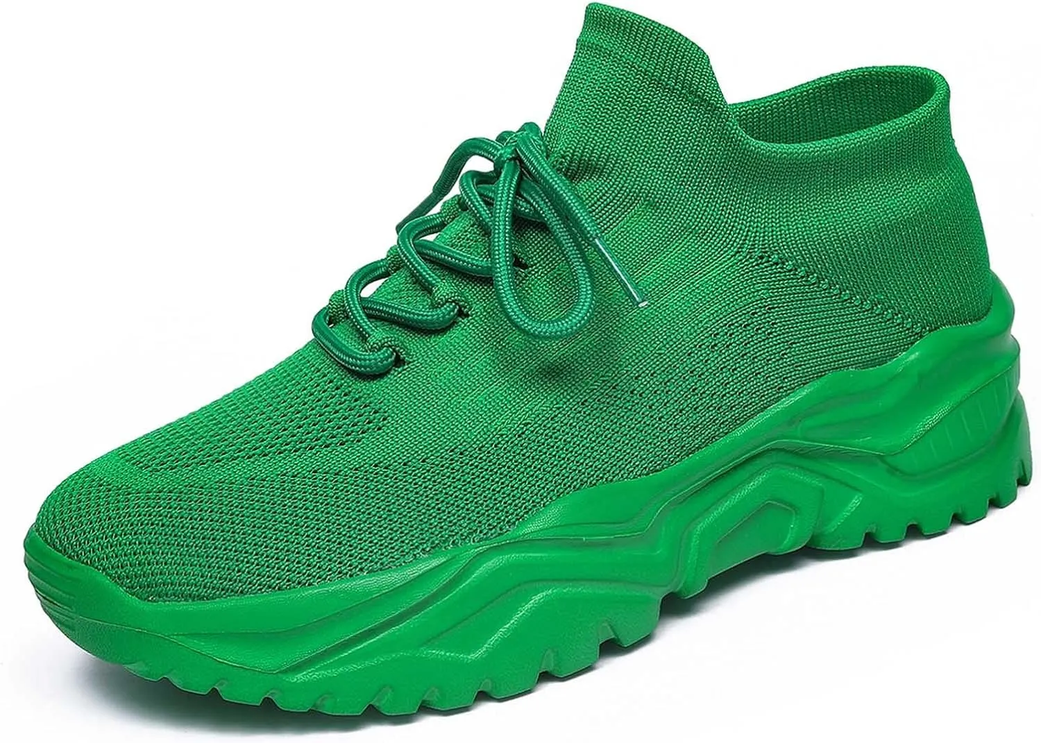 Women's Solid Color Fashion Four Season Lace Up Sneakers Solid Color Flying Woven Running Shoes Women's Water Shoes