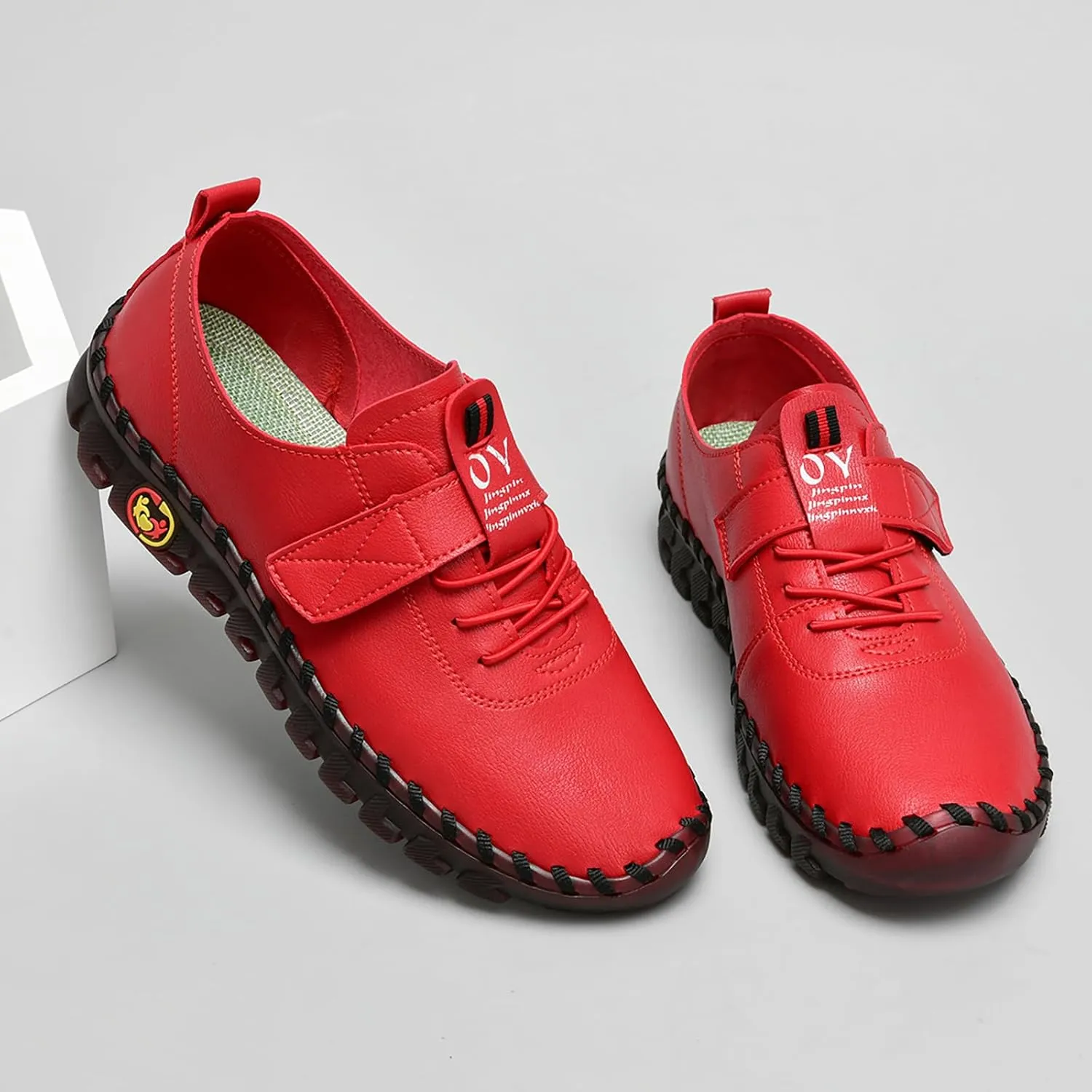 Women's Tendon Soft Sole Casual Orthopedic Shoes Fashion HandSewing Leather Non-Slip Flat Loafers Low-top Outdoor Comfy Breathable Walk Mam Nurse Shoes