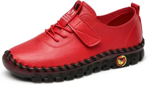 Women's Tendon Soft Sole Casual Orthopedic Shoes Fashion HandSewing Leather Non-Slip Flat Loafers Low-top Outdoor Comfy Breathable Walk Mam Nurse Shoes