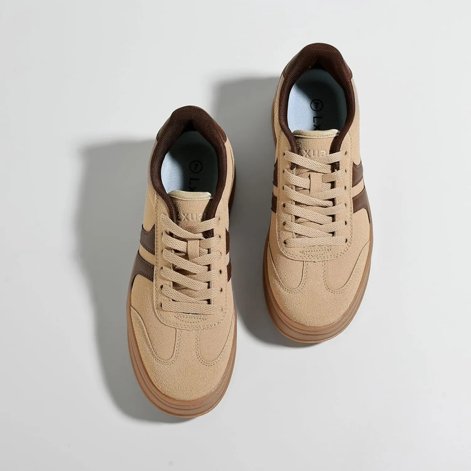 Women's Thick Sole Retro Fashion Sneakers Classic Walking Shoes Thick Rubber Lace-Up Footwear Anti Slip Trainers