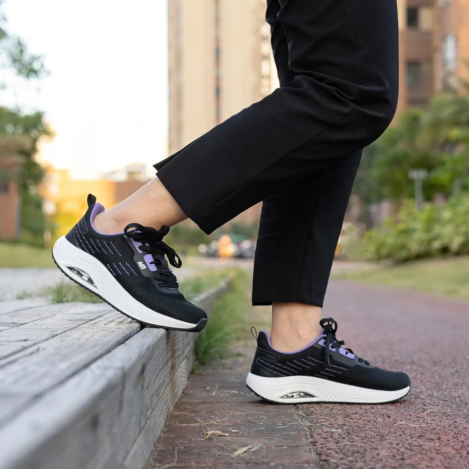 Women's Walking Shoes with Arch Support Orthotic Sneakers for Plantar Fasciitis Heel and Foot Pain Relief Tennis PurpleBlack Size 7.5