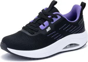Women's Walking Shoes with Arch Support Orthotic Sneakers for Plantar Fasciitis Heel and Foot Pain Relief Tennis PurpleBlack Size 7.5
