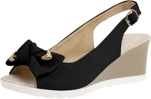 Women's Wedge Sandals Fashion Summer Espadrille Platform Sandal Open Toe Buckle Wedge Heel Thick Sole Sandals Arch Support Orthopedic Walking Shoes Party Dress Shoes with Bow