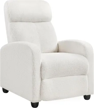 Yaheetech Boucle Recliner Chair Single Sofa Home Theater Seating Adjustable Modern Single Reclining Chair for Living Room Bedroom Home Theater Cream