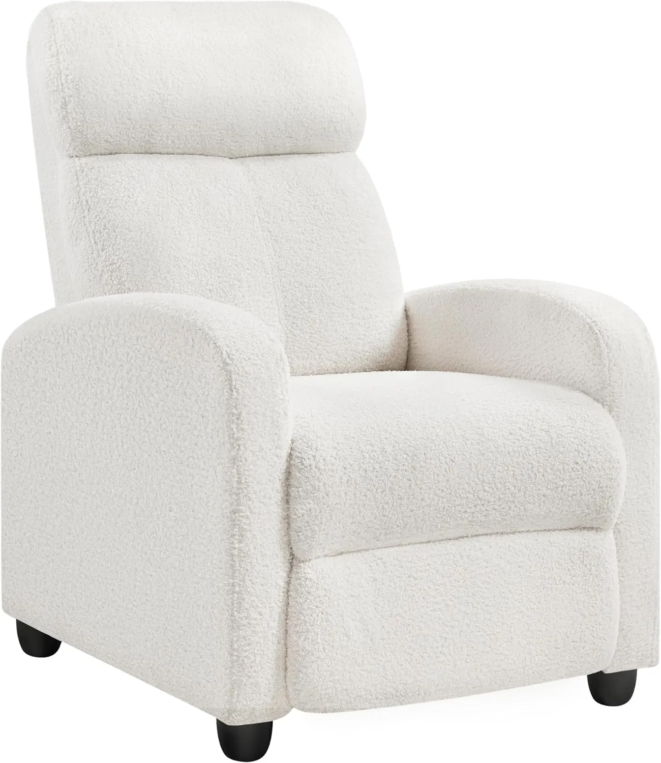 Yaheetech Boucle Recliner Chair Single Sofa Home Theater Seating Adjustable Modern Single Reclining Chair for Living Room Bedroom Home Theater Cream