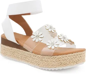 YOKI MALLEN-03Y Girls Wedge Sandals with Floral Details, Girls Platform Sandals