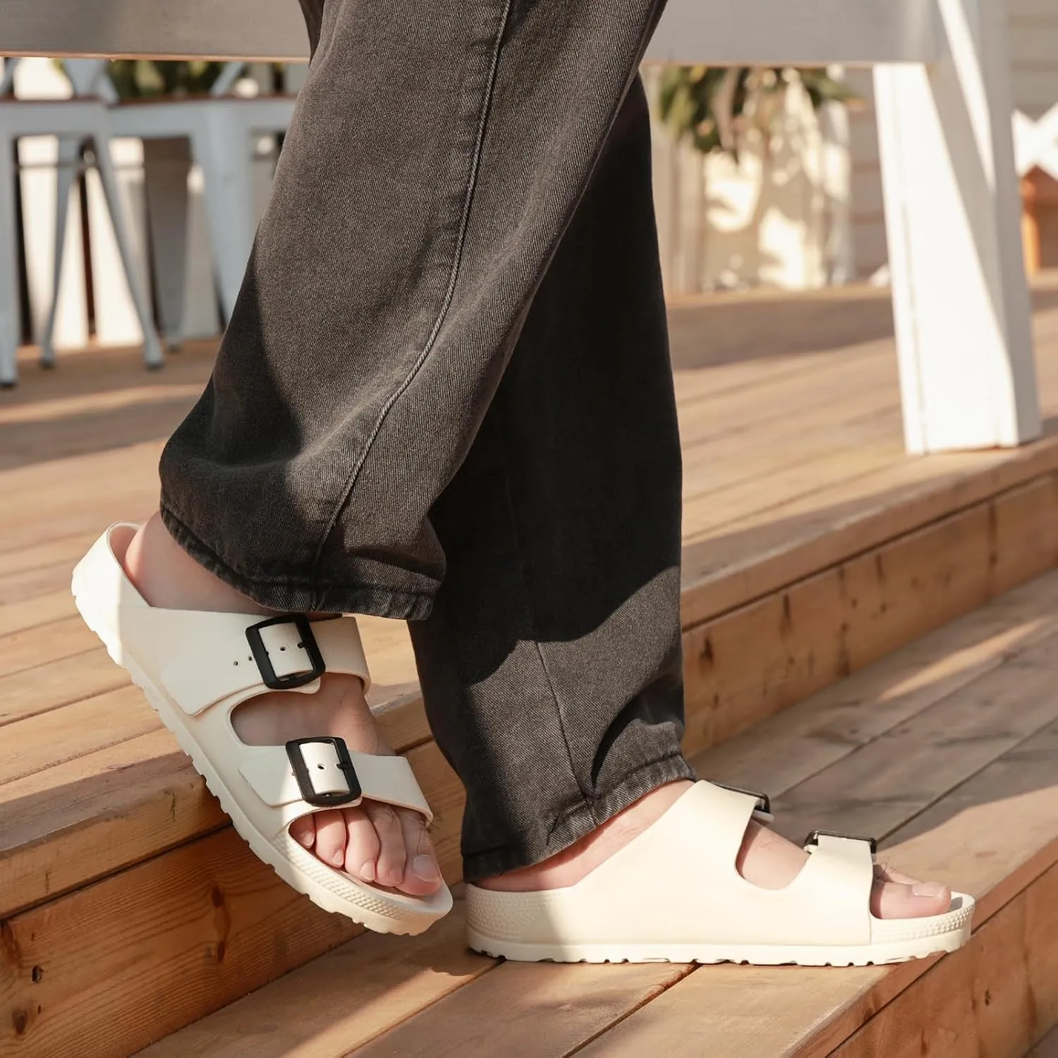 YUHITYGZGS Unisex Comfortable EVA Sandals with Arch Support, Adjustable Buckle, Summer Beach Slide Sandal for Women and Men