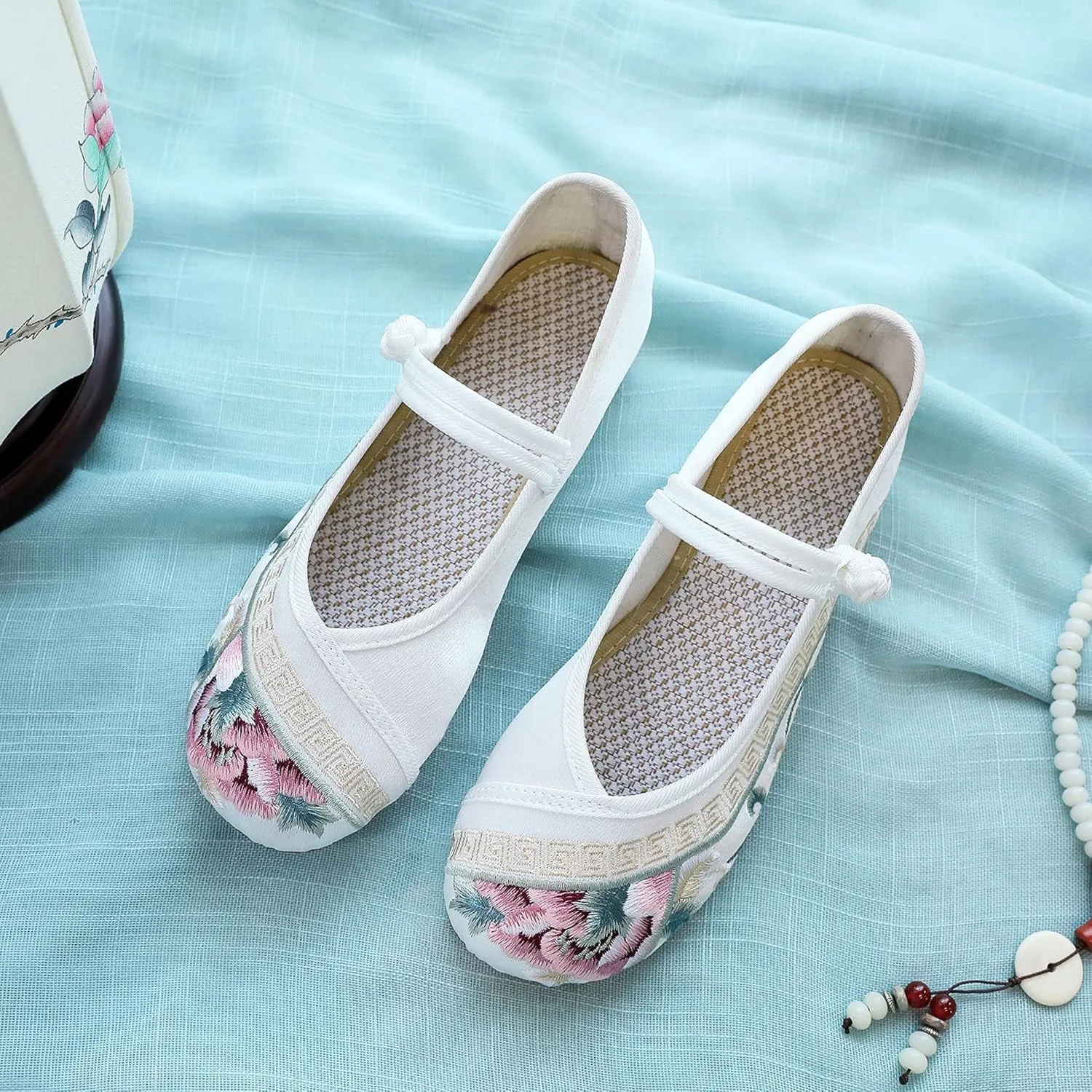 YunPeng Women's Canvas Shoes Casual Round Toe Mary Jane Shoes Ballerina Ballet Yoga Flats Slip on Shoes