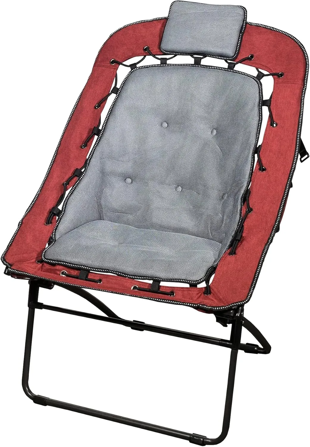 Zenithen Foldable Durable Portable Rectangular Air Mesh Outdoor Indoor Bungee Chair for Gaming, Camping, Dorm Rooms and Bedrooms, Burgundy/Grey (Pack of 1)