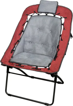 Zenithen Foldable Durable Portable Rectangular Air Mesh Outdoor Indoor Bungee Chair for Gaming, Camping, Dorm Rooms and Bedrooms, Burgundy/Grey (Pack of 1)